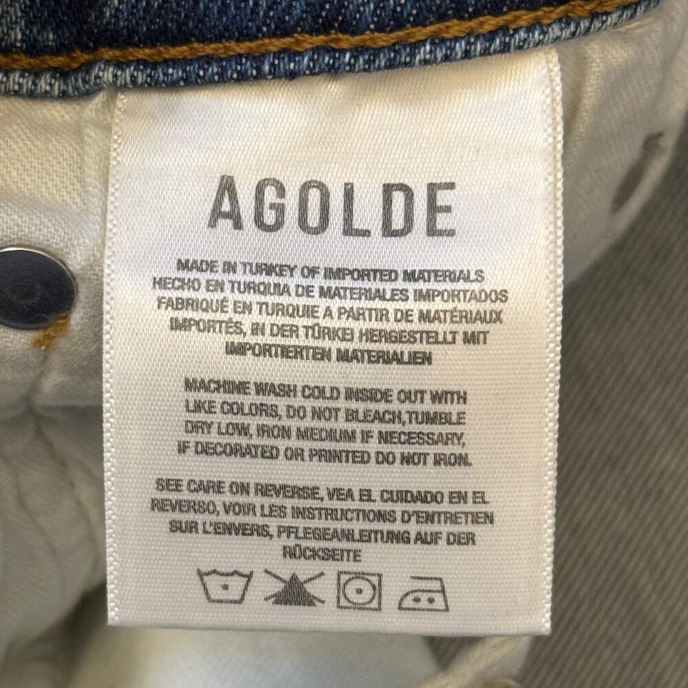AGOLDE Toni Mid Rise Straight Leg Medium Wash Blue Button Fly Jeans Size 30 - Picture 6 of 9